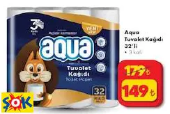 AQUA TUVALET KAĞIDI 32’Lİ • 3 KATLI